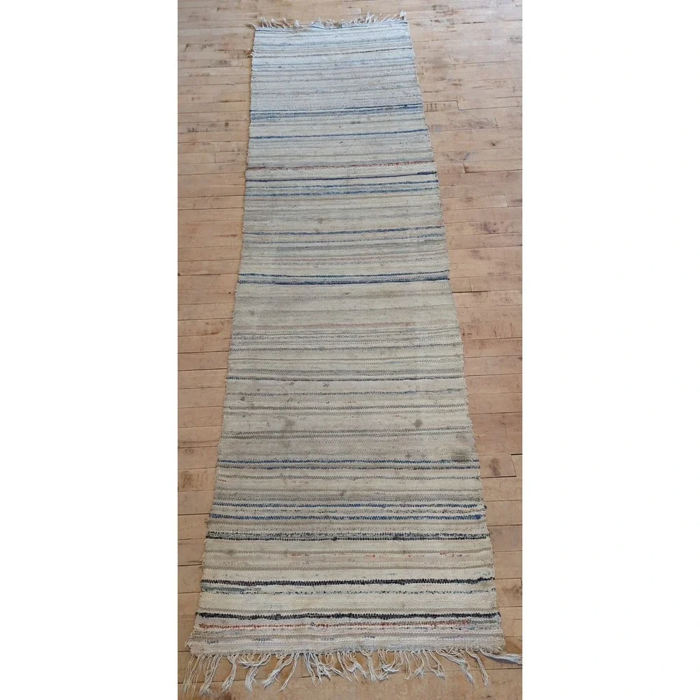 Antique Imported Swedish HandMade Rag Rug Runner (26 x 95 inches )